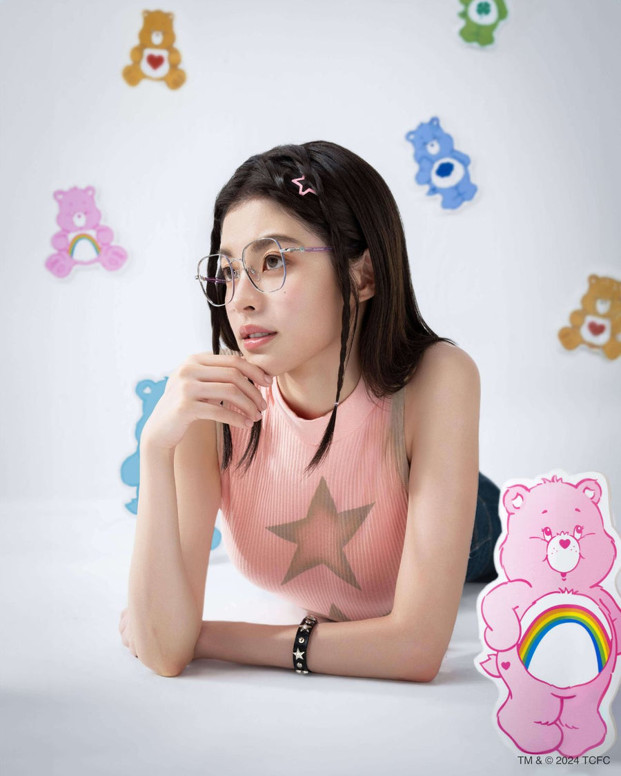 JS x Care Bears JL33091 - 正方形混合鈦金屬光學眼鏡